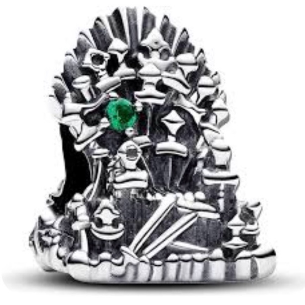 Silver Throne Ring with Green Gem